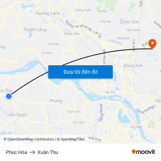 Phúc Hòa to Xuân Thu map