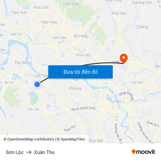 Sơn Lộc to Xuân Thu map