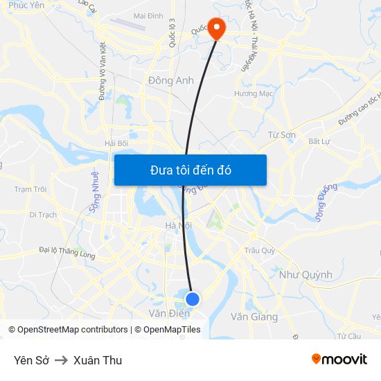 Yên Sở to Xuân Thu map