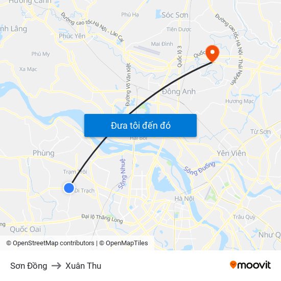 Sơn Đồng to Xuân Thu map