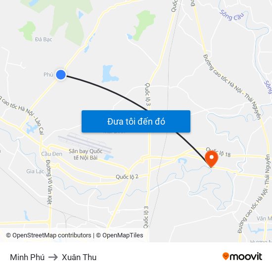 Minh Phú to Xuân Thu map