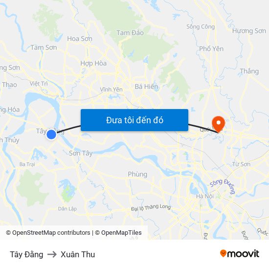 Tây Đằng to Xuân Thu map