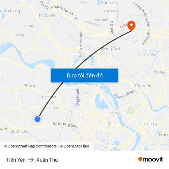 Tiền Yên to Xuân Thu map