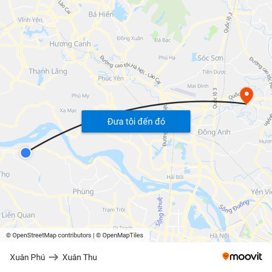 Xuân Phú to Xuân Thu map