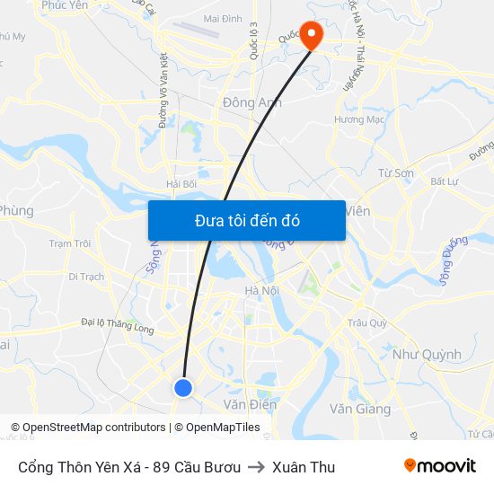 Cổng Thôn Yên Xá - 89 Cầu Bươu to Xuân Thu map