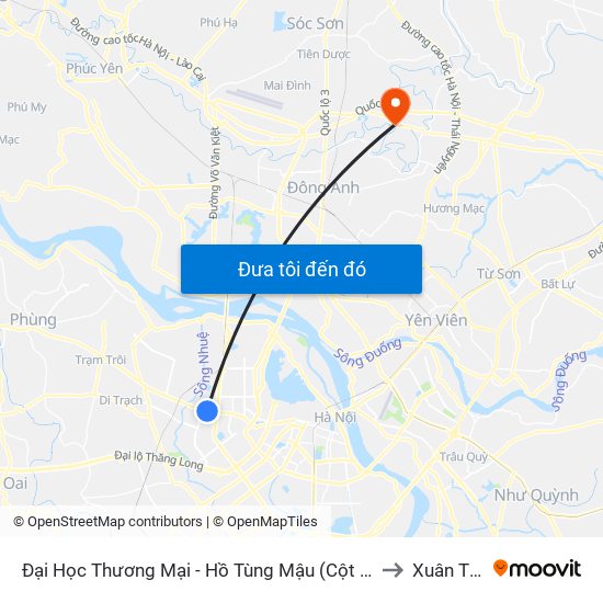 Đại Học Thương Mại - Hồ Tùng Mậu (Cột Sau) to Xuân Thu map