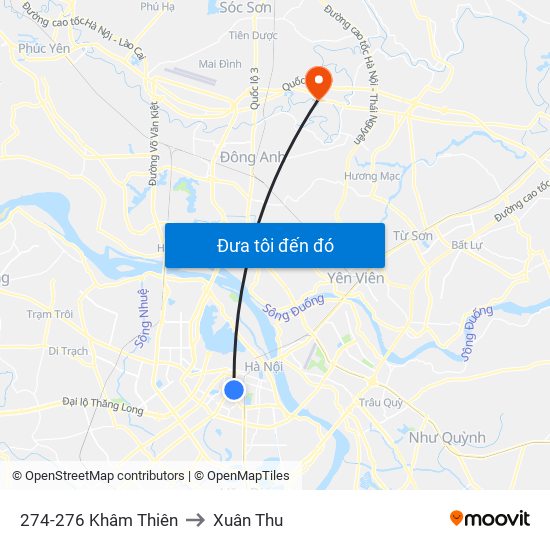 274-276 Khâm Thiên to Xuân Thu map