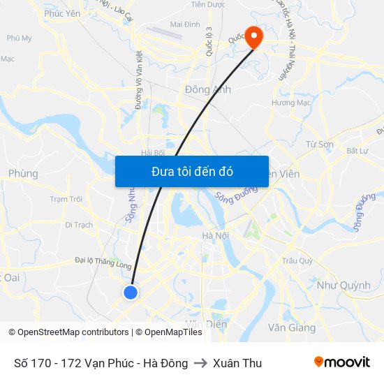 Số 170 - 172 Vạn Phúc - Hà Đông to Xuân Thu map