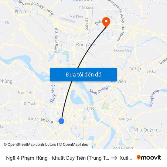 Ngã 4 Phạm Hùng - Khuất Duy Tiến (Trung Tâm Hội Nghị Quốc Gia) to Xuân Thu map