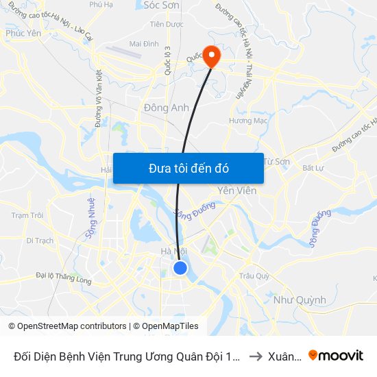 Đối Diện Bệnh Viện Trung Ương Quân Đội 108 - Trần Hưng Đạo to Xuân Thu map