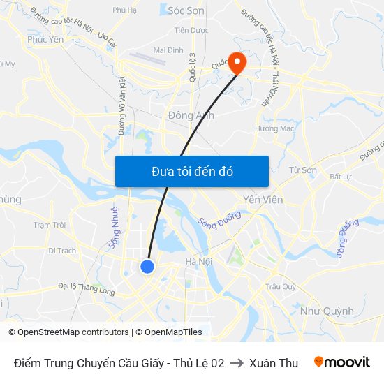 Điểm Trung Chuyển Cầu Giấy - Thủ Lệ 02 to Xuân Thu map