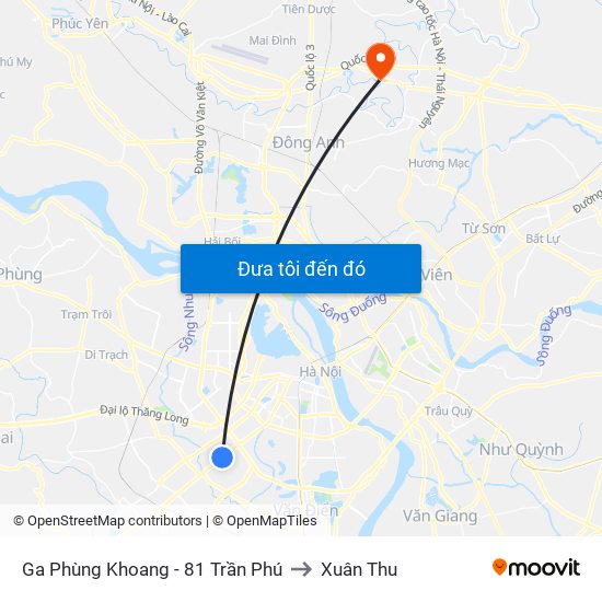 Ga Phùng Khoang - 81 Trần Phú to Xuân Thu map