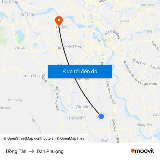 Đồng Tân to Đan Phượng map