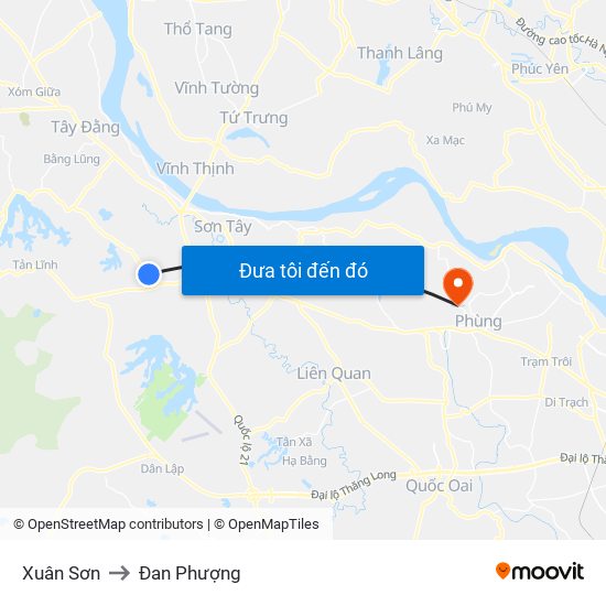 Xuân Sơn to Đan Phượng map