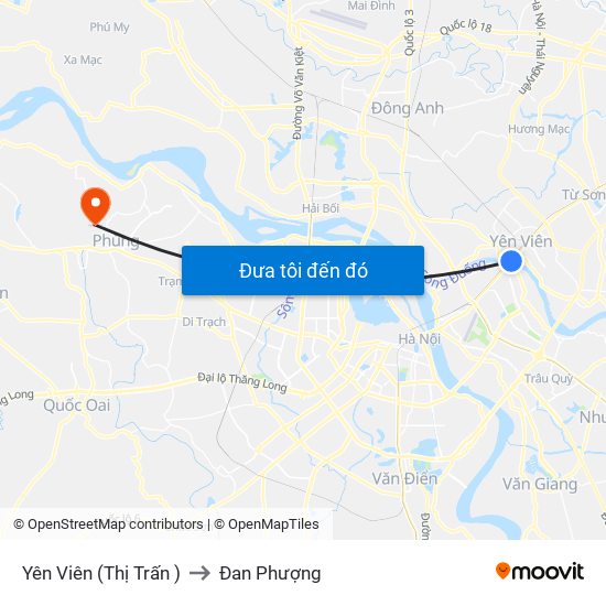 Yên Viên (Thị Trấn ) to Đan Phượng map