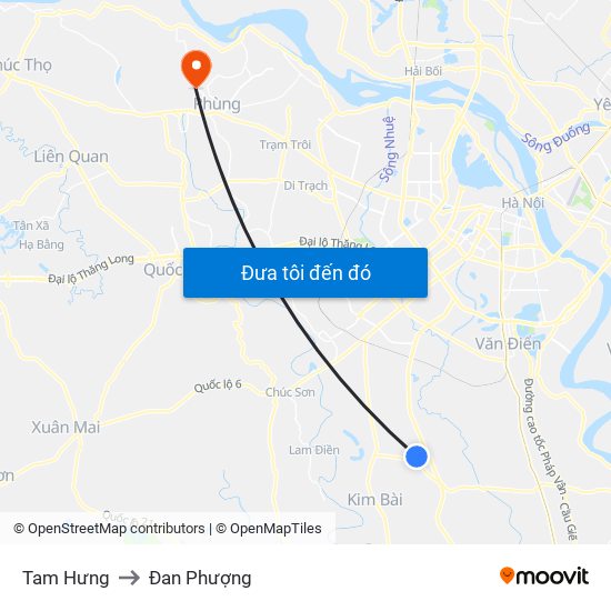 Tam Hưng to Đan Phượng map