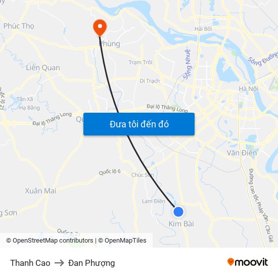 Thanh Cao to Đan Phượng map