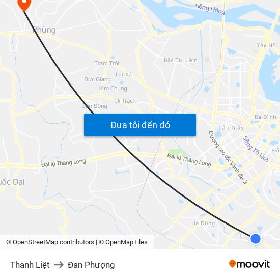 Thanh Liệt to Đan Phượng map