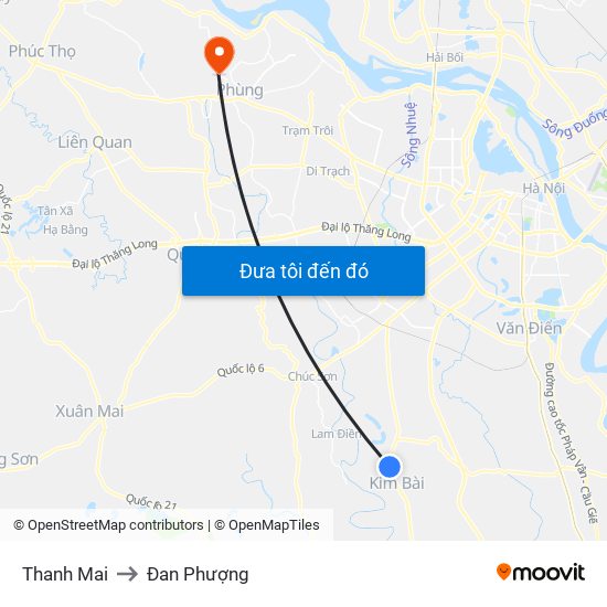 Thanh Mai to Đan Phượng map