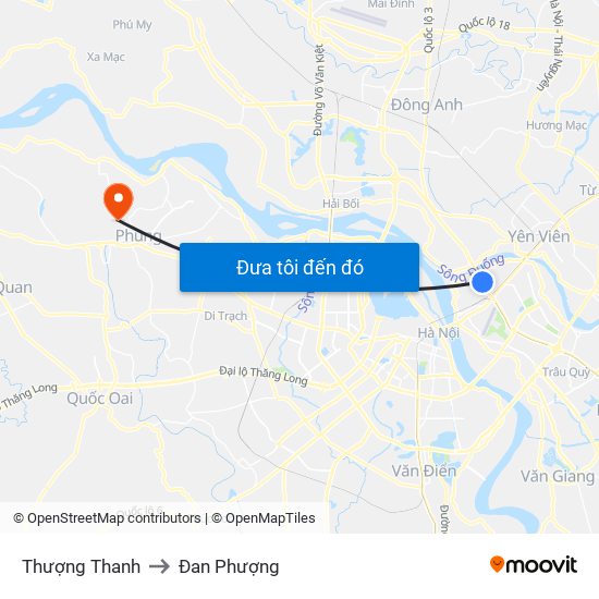 Thượng Thanh to Đan Phượng map