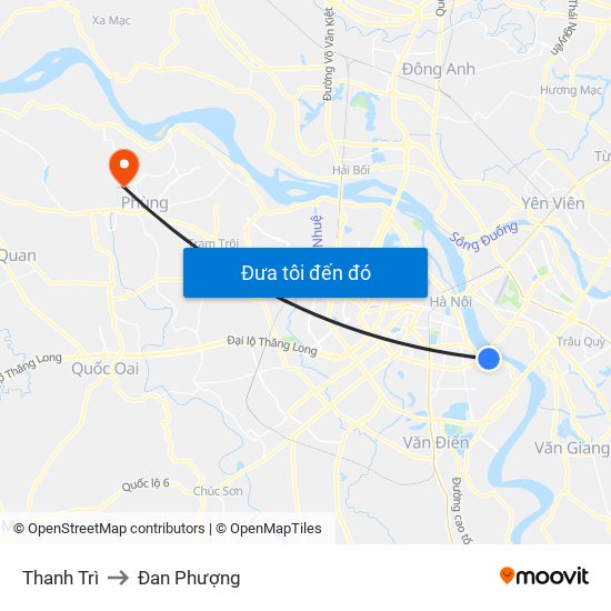 Thanh Trì to Đan Phượng map