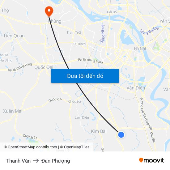 Thanh Văn to Đan Phượng map