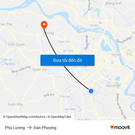 Phú Lương to Đan Phượng map