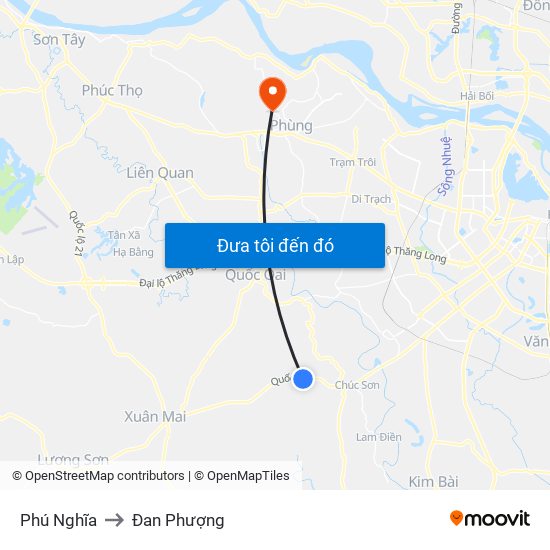 Phú Nghĩa to Đan Phượng map