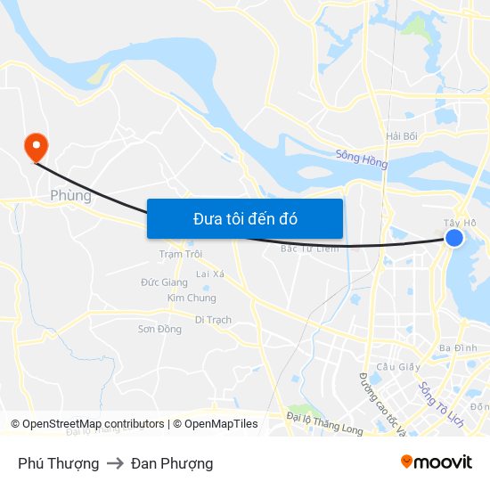 Phú Thượng to Đan Phượng map