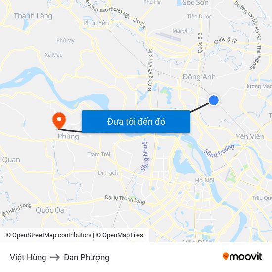 Việt Hùng to Đan Phượng map