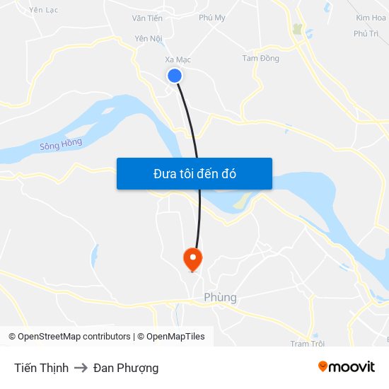 Tiến Thịnh to Đan Phượng map