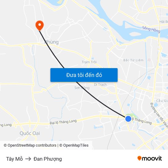 Tây Mỗ to Đan Phượng map