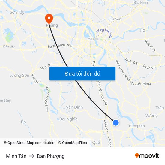 Minh Tân to Đan Phượng map