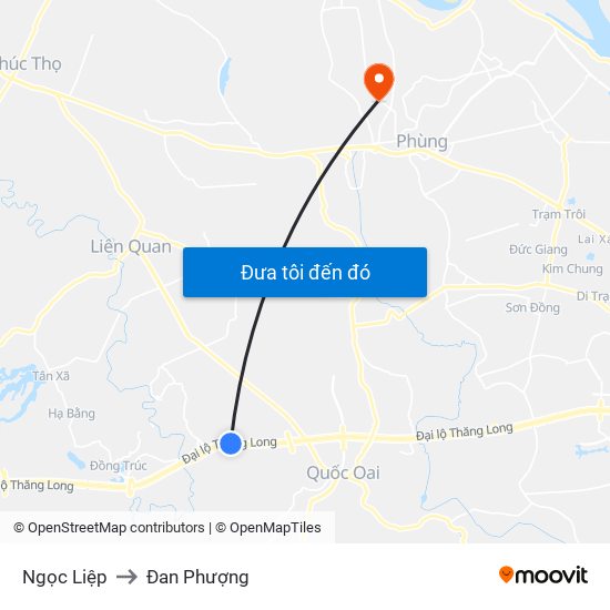 Ngọc Liệp to Đan Phượng map