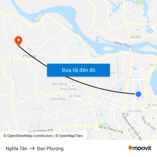 Nghĩa Tân to Đan Phượng map