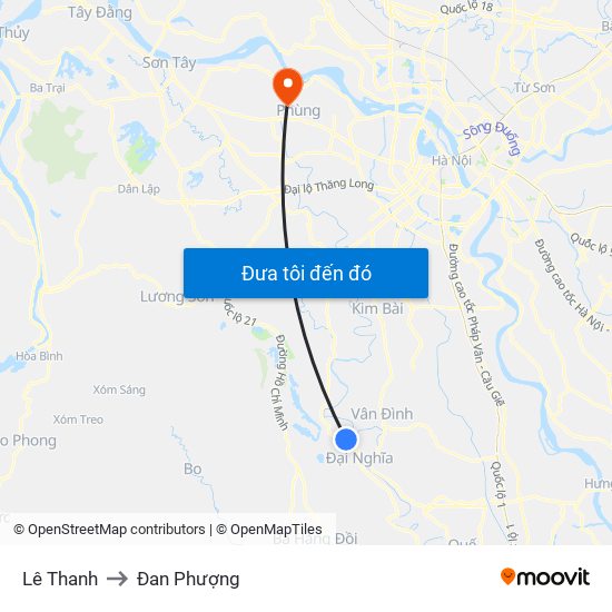 Lê Thanh to Đan Phượng map