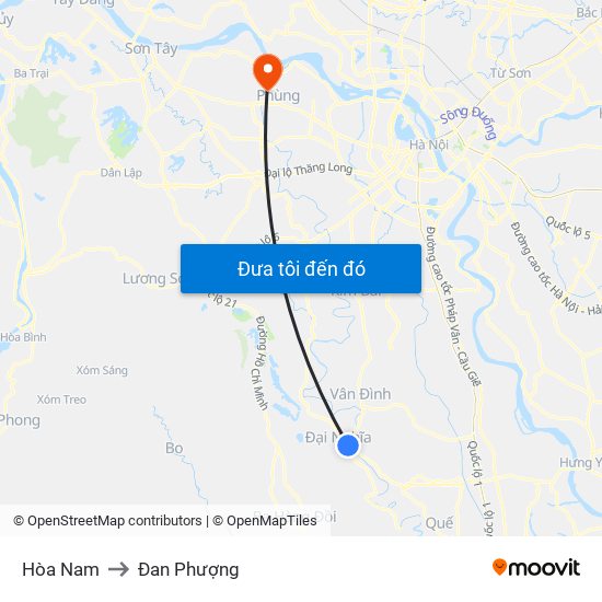 Hòa Nam to Đan Phượng map