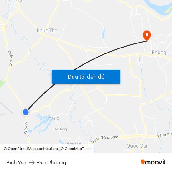 Bình Yên to Đan Phượng map