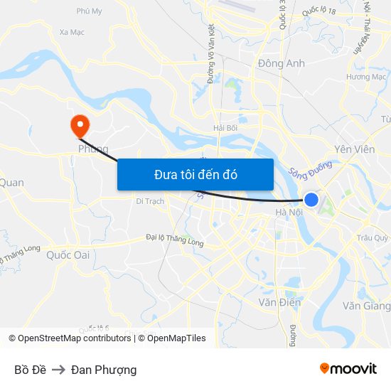 Bồ Đề to Đan Phượng map