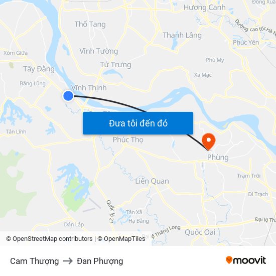 Cam Thượng to Đan Phượng map