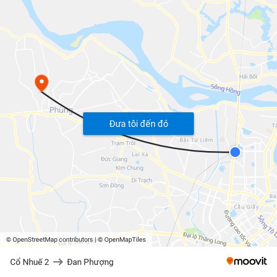 Cổ Nhuế 2 to Đan Phượng map