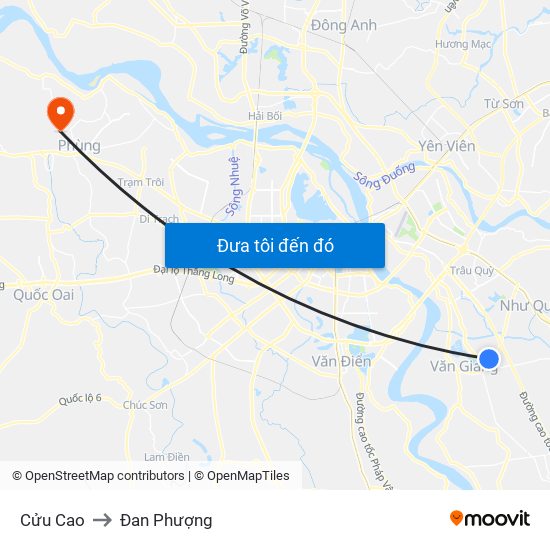 Cửu Cao to Đan Phượng map