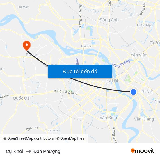 Cự Khối to Đan Phượng map