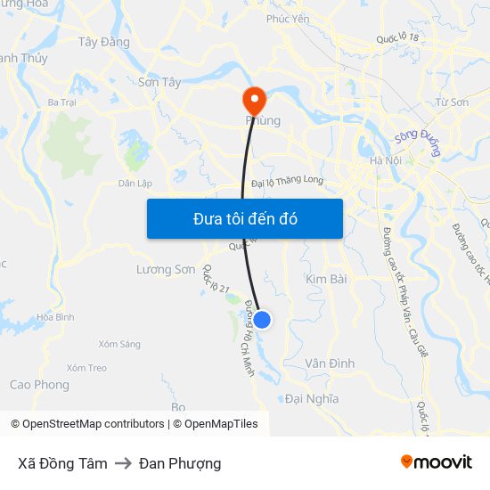 Xã Đồng Tâm to Đan Phượng map