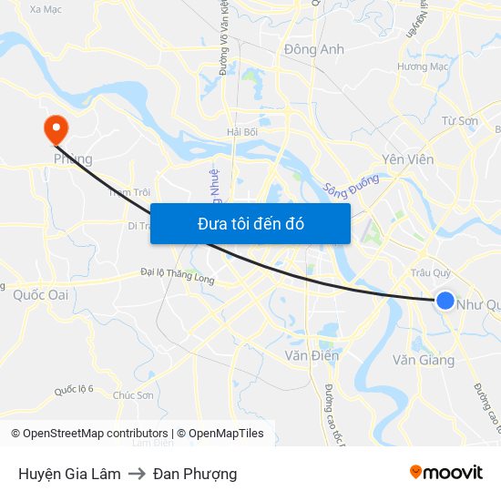 Huyện Gia Lâm to Đan Phượng map