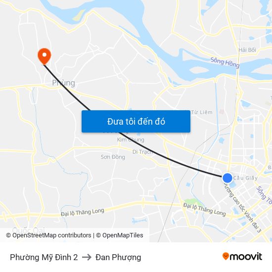 Phường Mỹ Đình 2 to Đan Phượng map