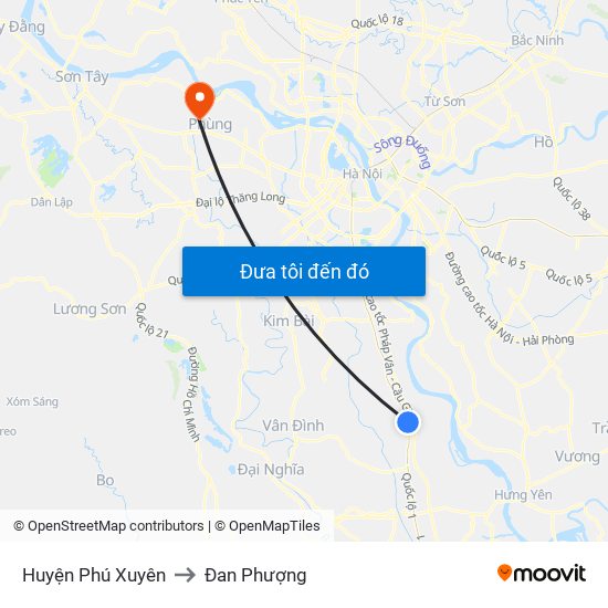 Huyện Phú Xuyên to Đan Phượng map