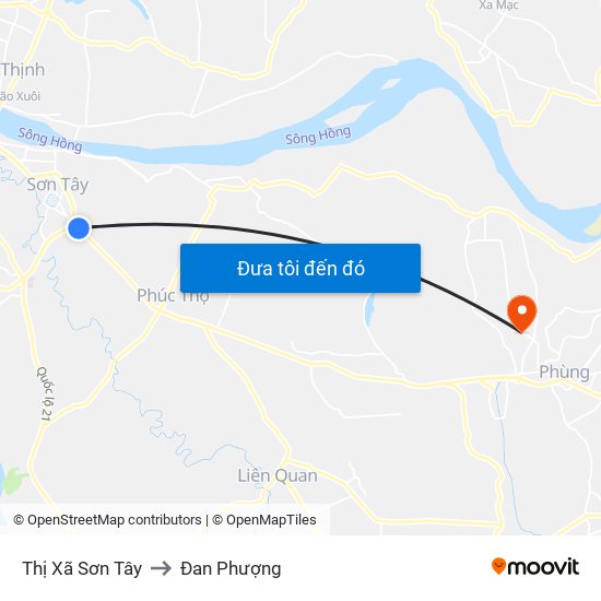 Thị Xã Sơn Tây to Đan Phượng map
