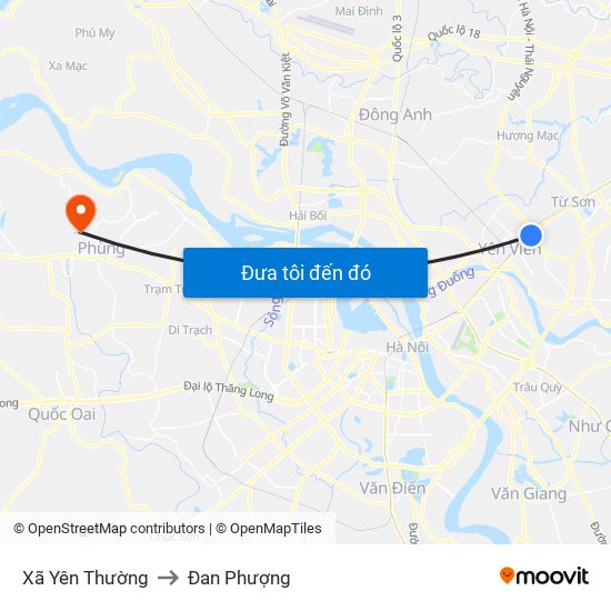 Xã Yên Thường to Đan Phượng map