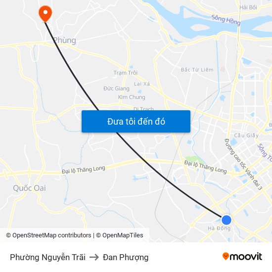 Phường Nguyễn Trãi to Đan Phượng map
